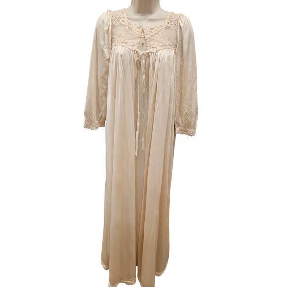 Miss Elaine Peignoir Robe nightgown & Dress Women S Ivory BUTTER SOFT Nylon Lace - Picture 1 of 10